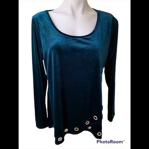 Fontana Velvet Cross Panel Tunic Top in Teal